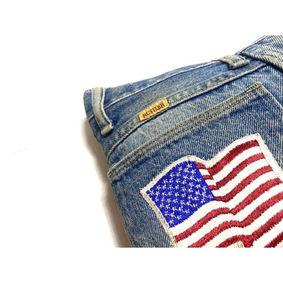 Vintage Custom Jean Accent Pillow 80s 70s Rare Rustler Jeans USA Unique Handmade - Picture 4 of 6